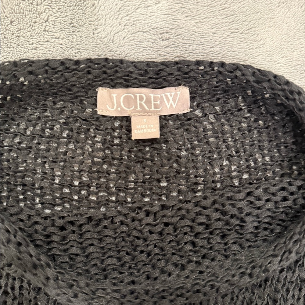 J.Crew Open-Knit Mesh Short Sleeve Sweater - Black - Small